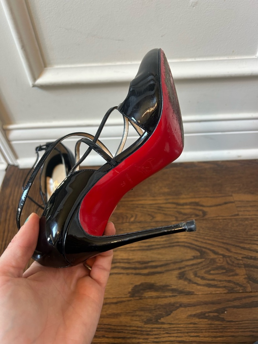 Christian louboutin Crossflika Black Strap Pumps Size 39 Patent  100% Auth - Picture 7 of 10